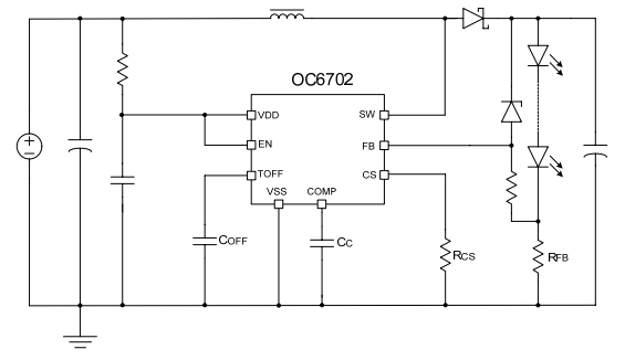 Boost升压恒流芯片OC6702应用电路图原理
