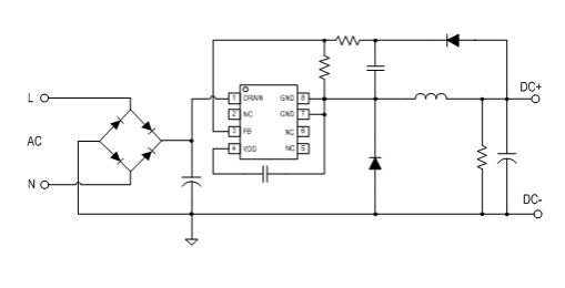 AC-DC降压型驱动芯片SM7035P应用电路图