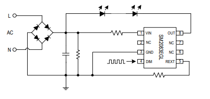 LED恒流驱动芯片SM2083EGL应用电路图